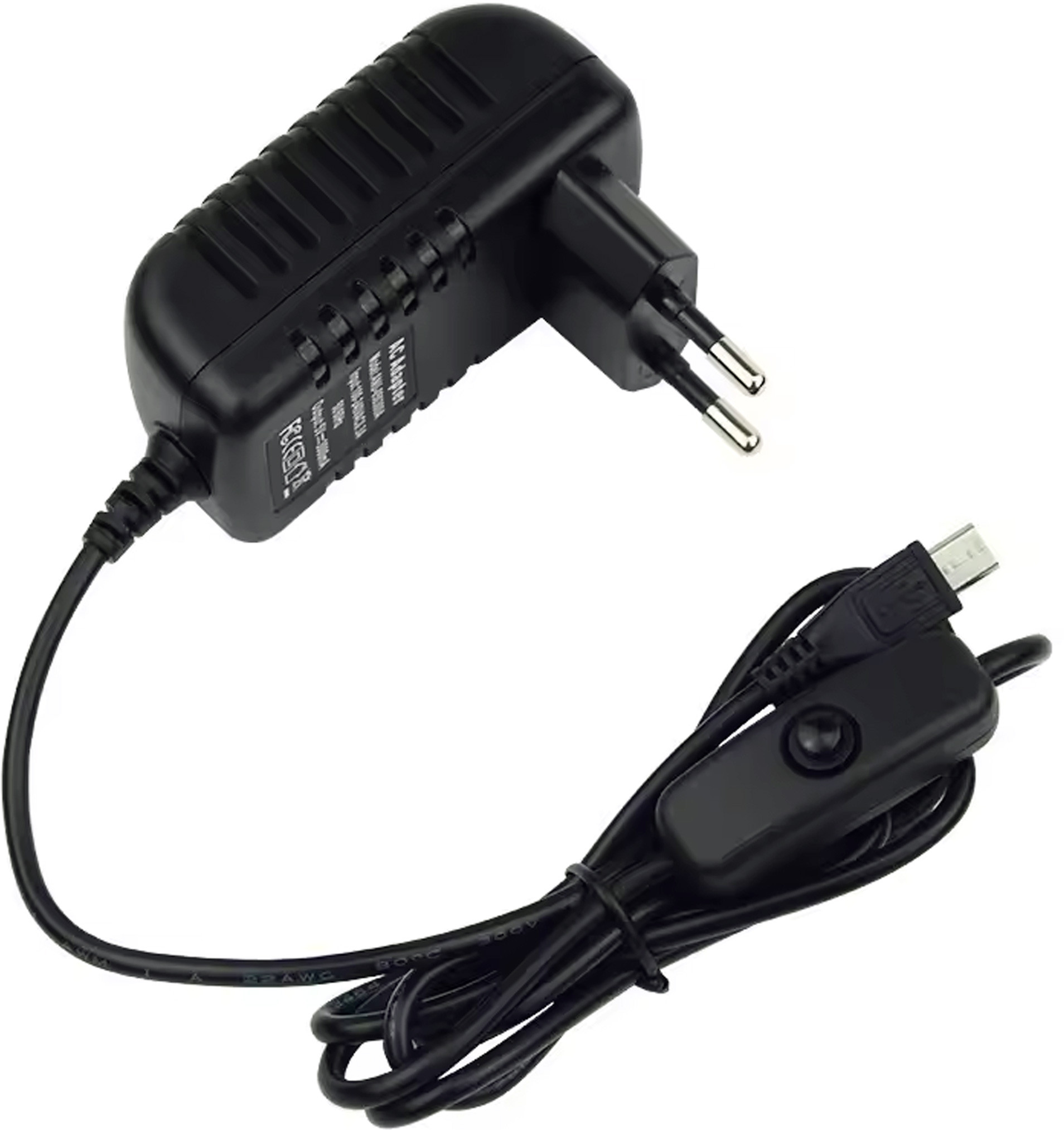 Adaptateur Secteur Alimentation 100-240V AC vers 5V / 3A Micro USB avec Interrupteur