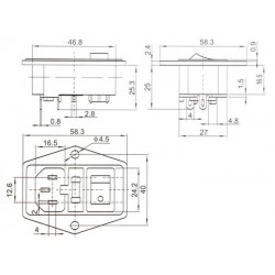 Embase IEC Cuivre plaqué Or avec porte fusible