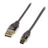 LINDY CROMO Câble USB-A Mâle vers Mini USB-B Mâle 2.0 Plaqué Or 2m