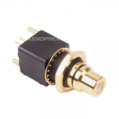 ELECAUDIO ER-107B Embase RCA Noir Pour CI Plaqué Or 24K (L'unité)