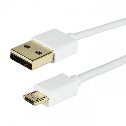 Câble USB-A Male /Micro USB-B Male 2.0 Blindé Plaqué Or 90cm blanc