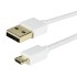 Câble USB-A Mâle / Micro USB-B Male 2.0 Blindé Plaqué Or Blanc 90cm