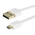 Câble USB-A Male / Micro USB-B Male 2.0 Blindé Plaqué Or Blanc 90cm