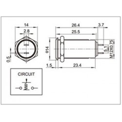 Bistable Inox Switch Blue LED circle 250V 5A Ø19mm