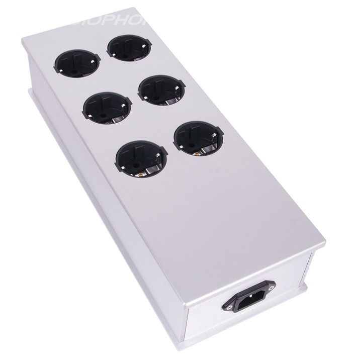 AUDIOPHONICS MPC6 Distributeur Secteur Aluminium 6 Ports Plaqué Rhodium