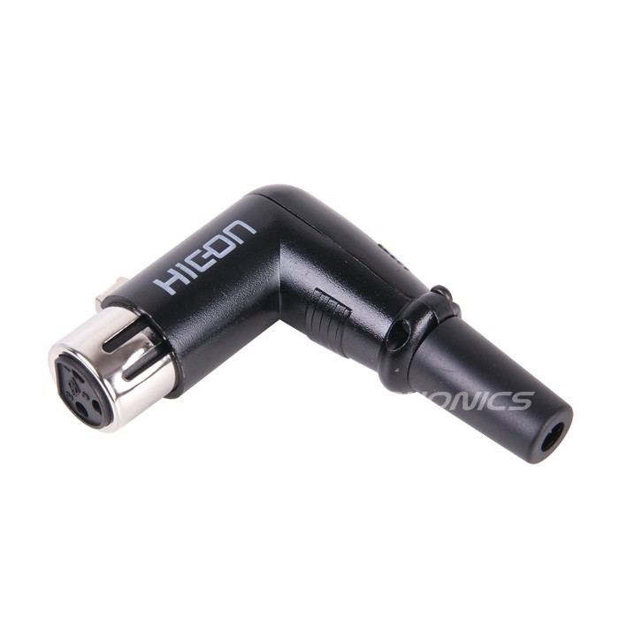 HICON HI-XCF3AN-BLK 90° Angled 3 Way Female XLR Connector Ø8mm (Unit)