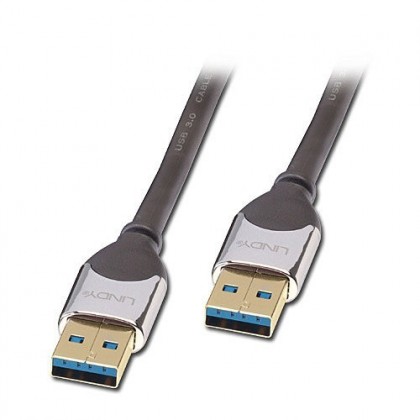 Lindy CROMO Câble USB-A Male/USB-A Male 3.0 Connecteurs Plaqué Or 1m