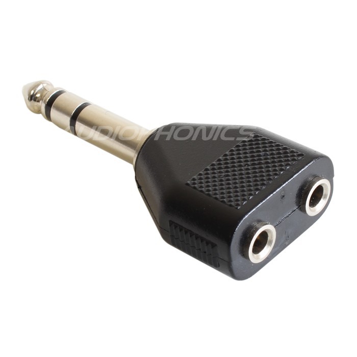 Adaptateur Jack 6,35mm mâle stéréo vers 2x Jack 3,5mm femelle stéréo