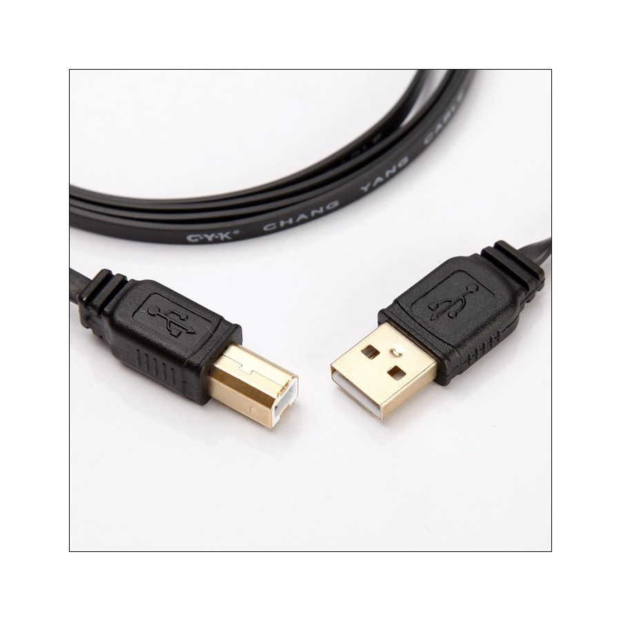 CYK flat Cable USB A USB B 2.0 Gold plated 24K 1.5m Audiophonics