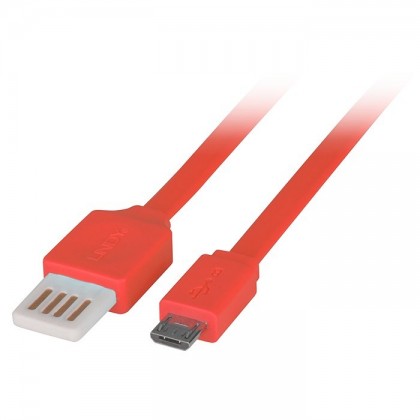 LINDY Flat cable USB 2.0 Easy Fit type A reversible to micro B Orange 2m