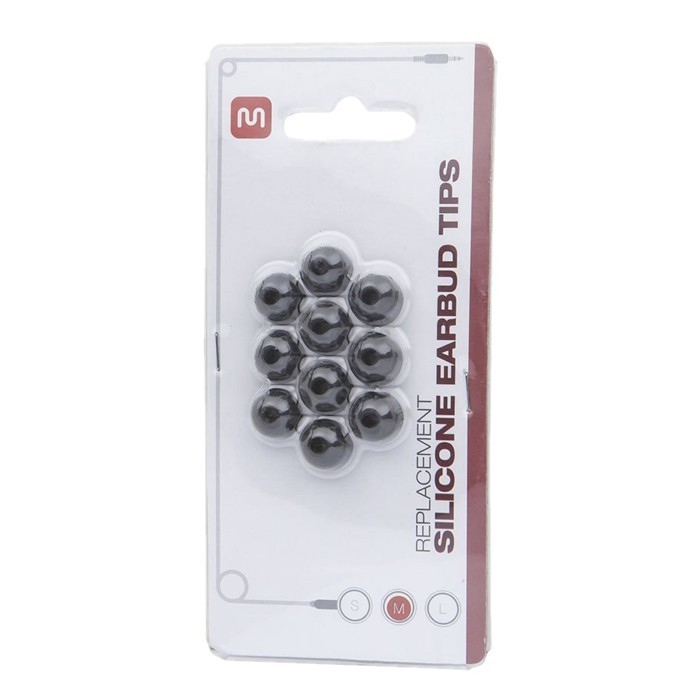 Medium replacement silicone Eartips Black (5 pairs)