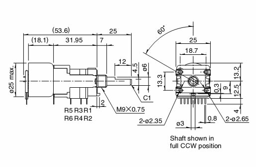 ALPS RK16816MG Potentiomètre Motorisé 6 Voies Linéaire 100k