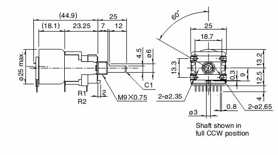 ALPS RK16817MG Potentiomètre Motorisé 2 Voies Logarithmique 100K