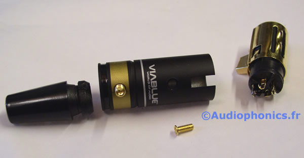 Audiophonics - VIABLUE T6S Gold Plated 24k 3 Way Female XLR Connector Ø12mm  Black (Unit)