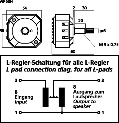 thumbnail image 2 of 2x Monacor L-Pad Attenuator 100W 8 Ohm – Wirewound Volume Control AT-62H 2 of 6