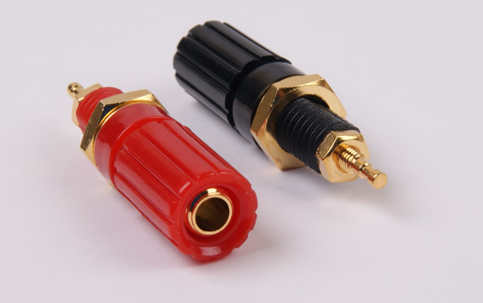 ELECAUDIO Borniers PVC 12mm pour amplificateur ou alimentation Plaqué Or  (Pair) - Audiophonics