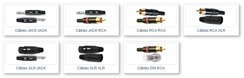 Différents connecteur câbles de modulation