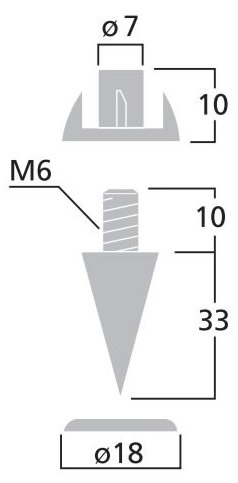 Monacor SPS-35 Pointes de découplage gris chromé (set x4)