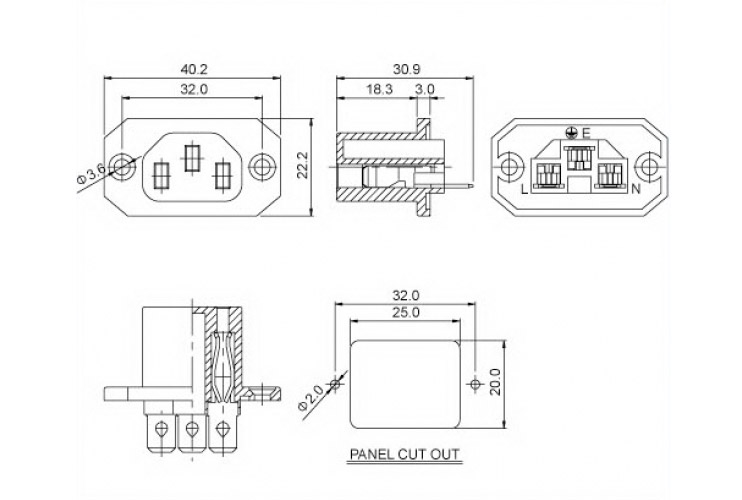 cotations embase iec femelle