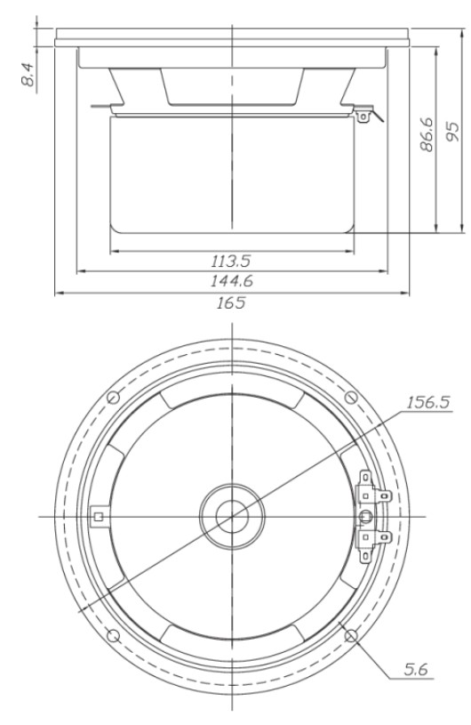 Dimensions Dayton Audio DC160S-8