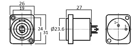 Embase Speakon Mâle 4 Pôles