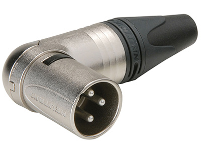 NEUTRIK NC3MRX Connecteur XLR Mâle 3 Pôles Plaqué Argent Coudé 90° Ø8mm (Unité)