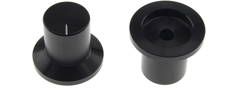 K022B Knob Solid Aluminum 30x18x28mm Ø6mm Black