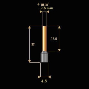 2.8mm tube diameter, 4.8mm sleeve diameter 17.5mm tube length, 27mm overall length