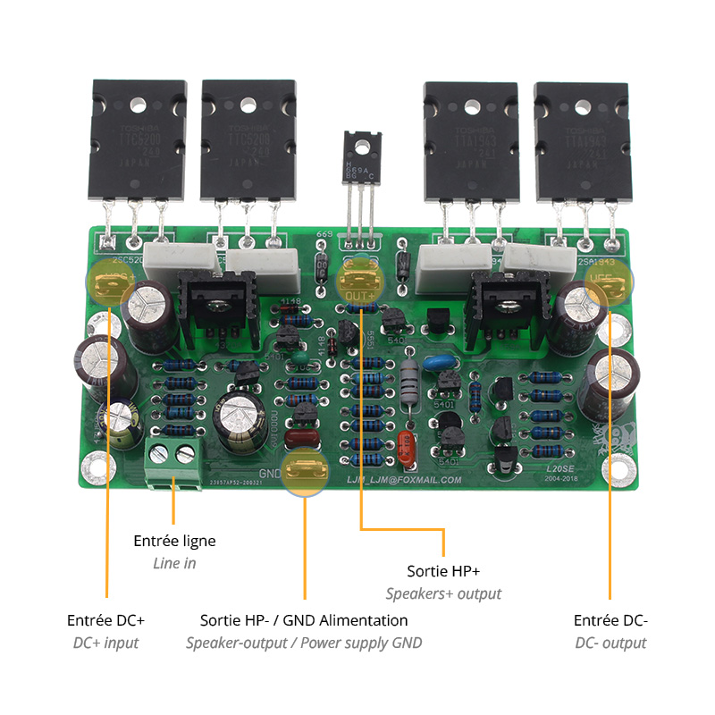 LJ TTA1943 Bipolaire Modules Amplificateur 100W 8 Ohm Mono (La paire)