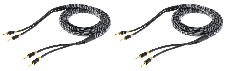 Audiophonics Quartz Câbles d'Enceintes Bananes Cuivre OCC Plaqué Or 2x4mm² 3m (La paire)