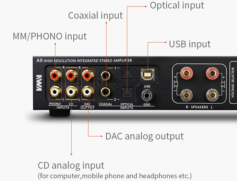 SMSL A8 Connectique