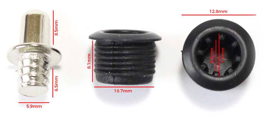 Lot de 8 clips (mâle+femelle) pour façade d'enceinte, plastique noir