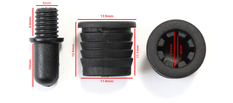 Lot de 8 clips (mâle+femelle) pour façade d'enceinte, plastique noir