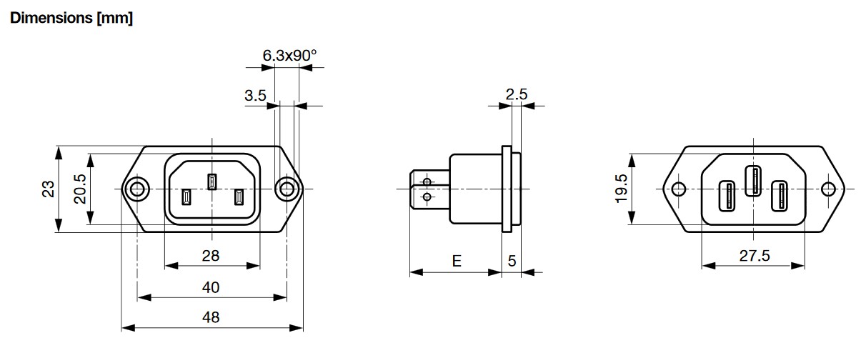 Dimensions embase IEC SCHURTER