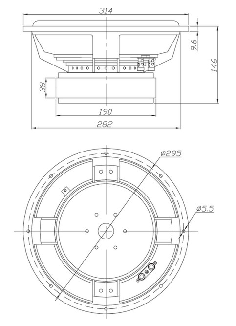 Dimensions RSS315HFA-8 Dayton Audio