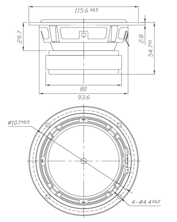 Dimensions DS115-8 Dayton Audio