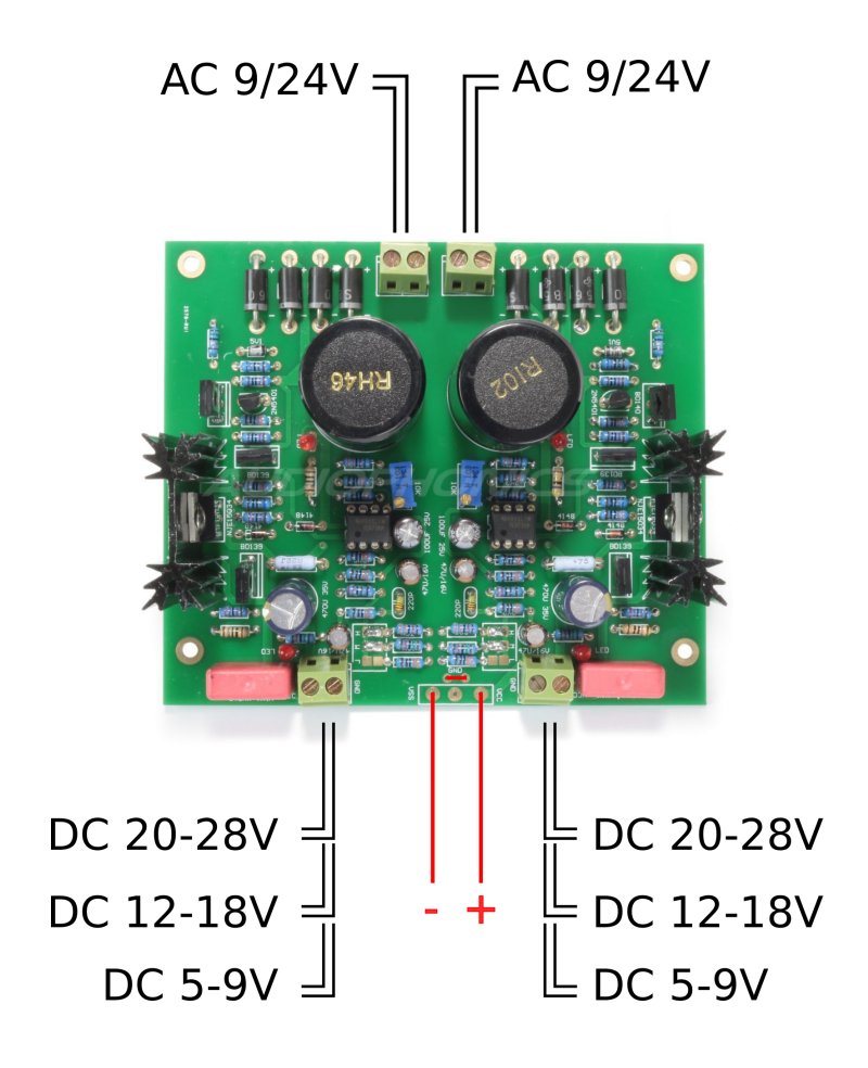 Schema connecting regulated linear power supply module