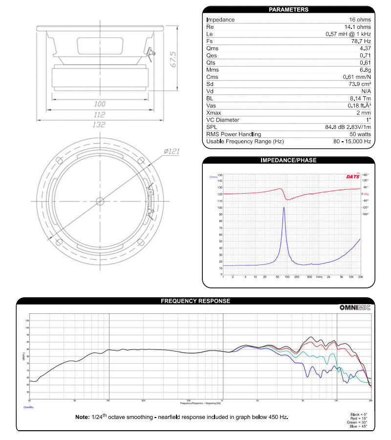 Dayton Audio PA130-16 Spécifications