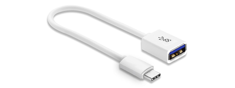 Câble USB-A 3.0 Femelle vers USB-C Mâle OTG Cuivre Gaine PVC Blanc 10cm -  Audiophonics