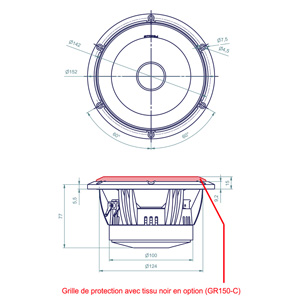 Atohm LD150CR04 Haut-Parleur Bas Médium 100W 4 Ohm Ø 15cm