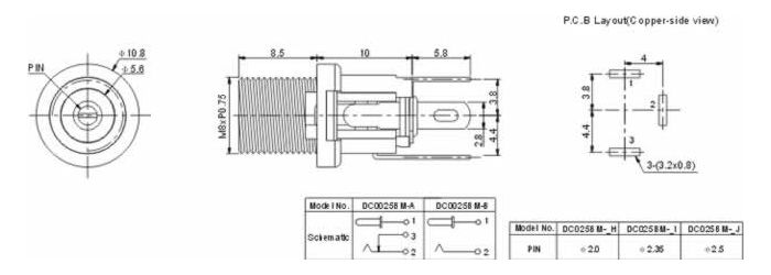 5.5 2.5 jack socket screw housing