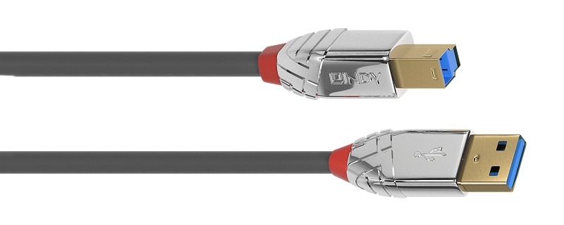 Câble Lindy Cromo USB-A 3.0 Male vers USB-B Chrome plaqué OR 24k