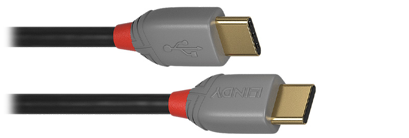 Lindy Anthra Line Câble USB-C Mâle vers USB-C Mâle 2.0 Plaqué Or 0.5m