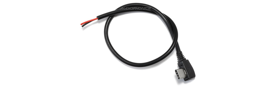 Câble d'Alimentation USB-C Mâle Coudé 90° vers Fils Nus 22AWG 25cm