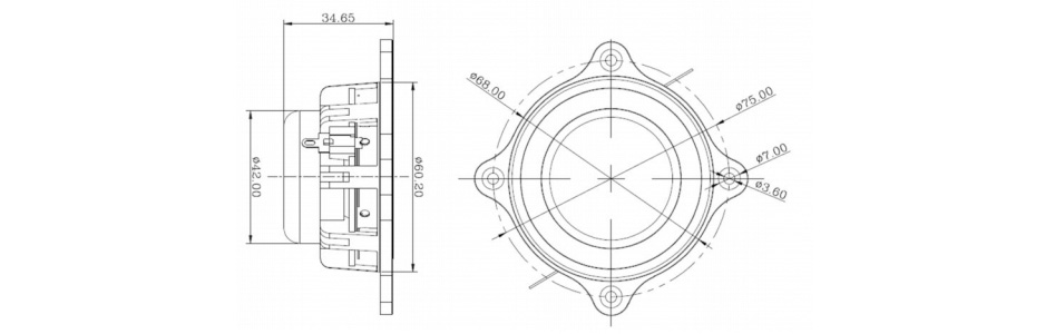 TECTONIC BMR TEBM46C20N-4B Haut-Parleur Large Bande 20W 4 Ohm 86dB 150Hz - 20kHz Ø 7.6cm