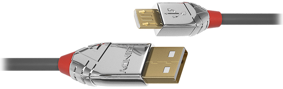 Lindy Cromo Line Câble USB-A Mâle vers Micro USB-B Mâle 2.0 Plaqué Or 3m