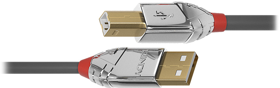 Lindy Cromo Line Câble USB-A Mâle vers USB-B Mâle 2.0 Plaqué Or 1m