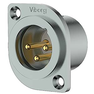 Viborg CM201 (G) Embase XLR M&acirc;le 3 P&ocirc;les Cuivre Pur Plaqu&eacute; Argent / Or 24k 3&mu; (Unit&eacute;)