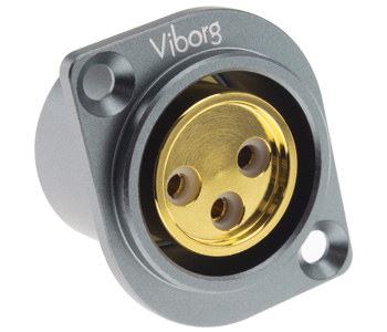 Viborg CF201 (G) Embase XLR Femelle 3 Pôles Cuivre Pur Plaqué Argent / Or 24k 3μ (Unité)