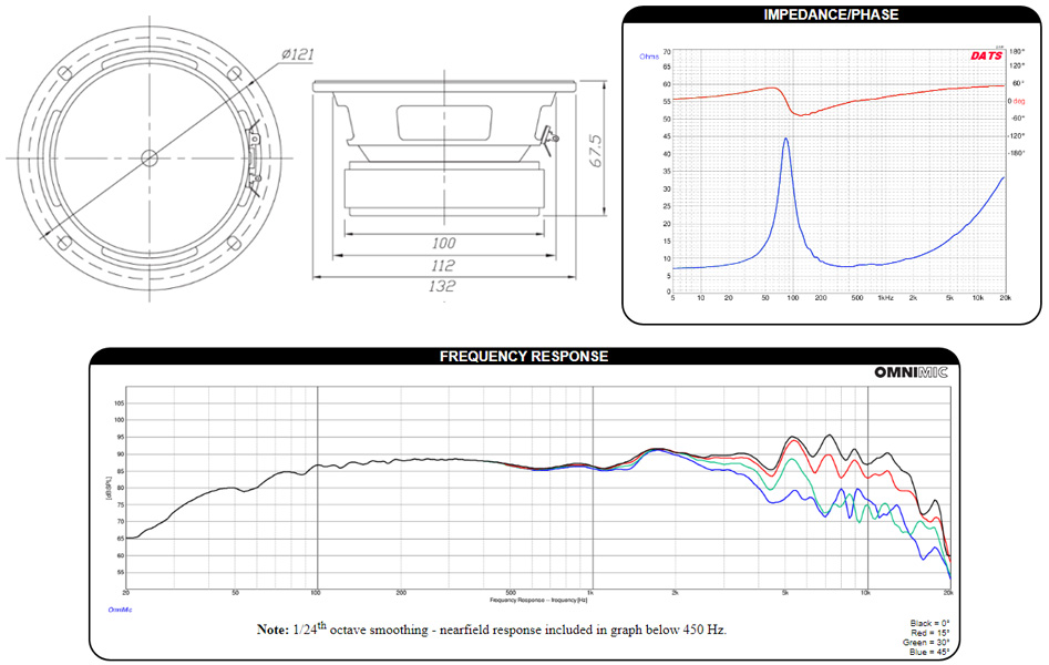 Dayton Audio PA130-8 Haut-Parleur Large Bande 50W 8 Ohm 88.2dB 90Hz - 15kHz Ø12.7cm